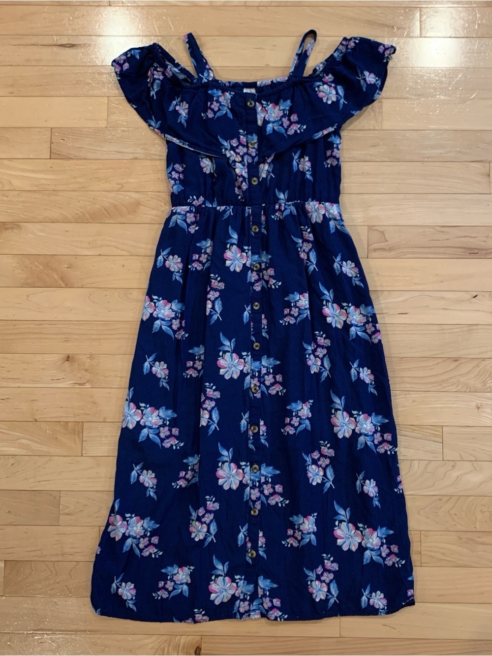 Justice Floral Cold Shoulder Maxi Dress Youth Girls Size Medium 10 EUC